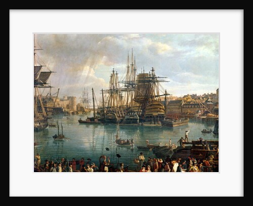 The Port of Brest with a view of shipping, 1794 by Jean-Francois Hue