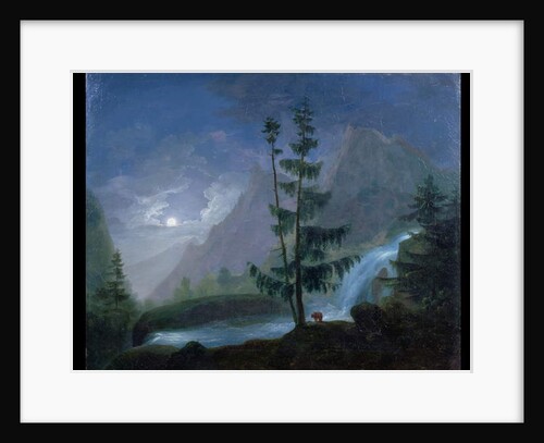 Waterfall near the Pont d'Espagne by Moonlight, c.1833 by French School