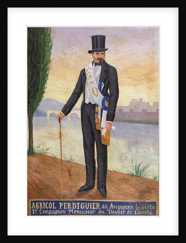 Portrait of Agricol Perdiguier known as 'Avignonais' standing on the banks of the river Rhone at Avignon, c.1860-65 by French School