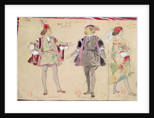 Costume designs for Octave and Coelio for 'Les Caprices de Marianne' by Alfred de Musset by Eugene Giraud