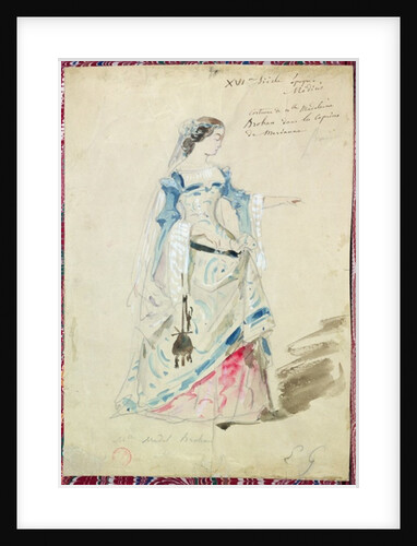 Costume design for Mlle Madeleine Brohant for the role of Marianne in 'Les Caprices de Marianne' by Alfred de Musset 1851 by Eugene Giraud