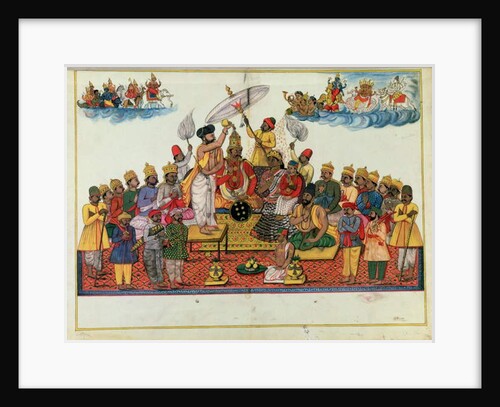 Indra, king of the gods, being anointed with soma by Indian School
