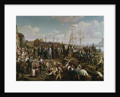 Laying the telegraph cable between Cologne and Berlin at the end of the 19th century by German School