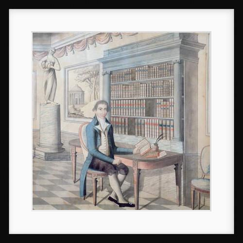 Gentleman reading in his library by French School