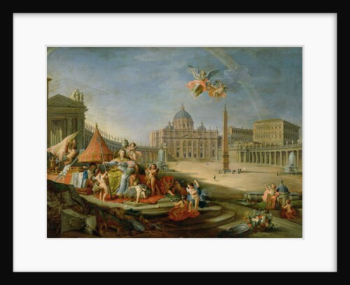 Piazza San Pietro, Rome with an allegory of the Triumph of the Papacy, 1757 by Giovanni Paolo Pannini or Panini