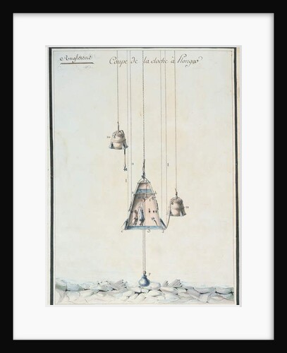Cross-sectional drawing of a diving bell, 1785 by French School