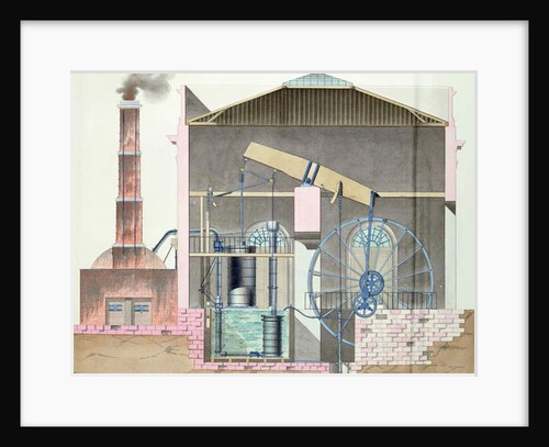 Cross-section of Watt's steam engine by French School