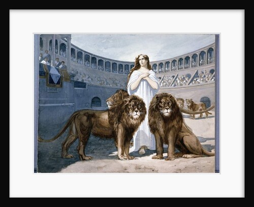 St. Blandina in the arena with lions by French School