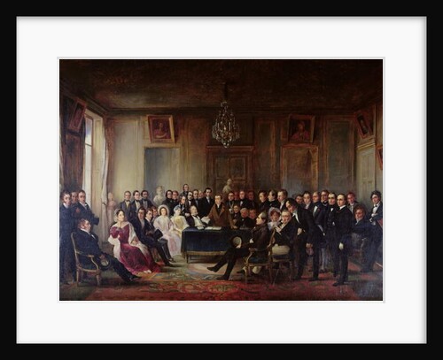 Francois Andrieux Reading his Tragedy 'Junius Brutus' in the Foyer of the Comedie Francaise, 26th May 1828, 1847 by Francois Joseph Heim