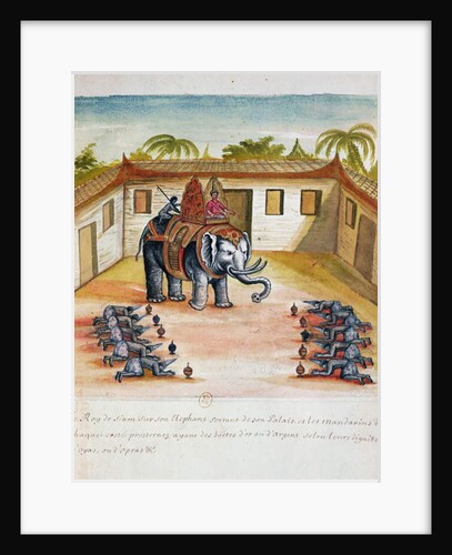 The King of Siam on his Elephant, from an account of the Jesuits in Siam, 1688 by French School