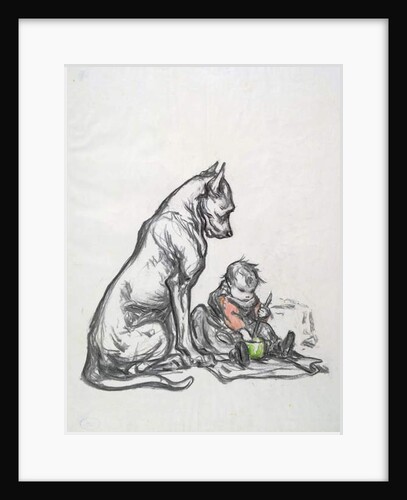 Dog and child, early 20th century by Robert Noir