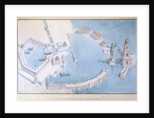 Reconstruction of the Roman port of Ostia, c.1850 by Andre Lenoir