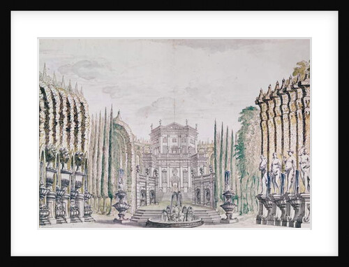 Set design of a palace for a theatre, c.1660-80 by French School
