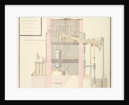 Cross-section of a steam machine to extract water from mines, c.1760 by French School