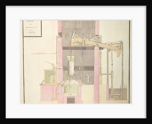 Cross-section of a steam machine to extract water from mines, c.1760 by French School