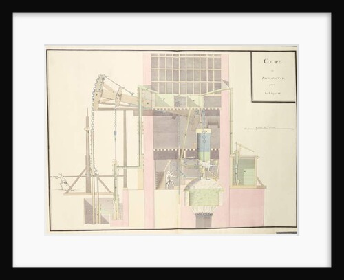 Cross-section of a steam machine to raise water from mines, c.1760 by French School