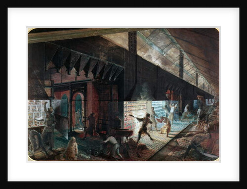 Zinc production at the Vieille Montagne factory, Saone-et-Loire, c.1860 by Ignace Francois Bonhomme
