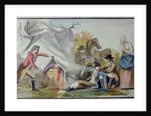 The death of Francois Pilatre de Rozier near Boulogne on 15th June 1785 after trying to cross the Channel in a Mongolfiere balloon by French School