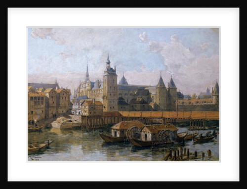The Ile de la Cite and the Palais de Justice in the 16th century, 1917 by Theodor Josef Hubert Hoffbauer
