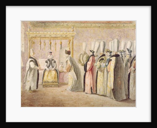 Farewell Audience of French Ambassador Charles Gravier, Comte de Vergennes, with the Sultan Mustafa III in Constantinople on 17th December 1768 by Antoine Favray