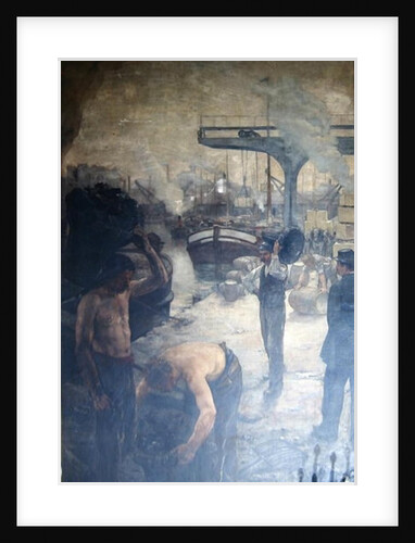 Workers unloading coal from a barge, early twentieth century by French School