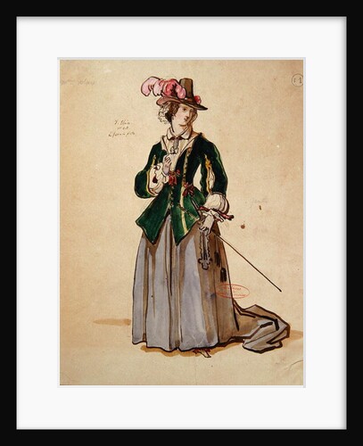 Costume design for Dona Elvire in an 1847 production of 'Don Juan' by Moliere at the Comedie Francaise by Achille Deveria
