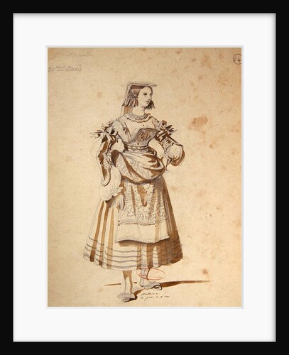 Costume design for 'Mathurine' in an 1847 production of 'Don Juan' by Moliere at the Comedie Francaise by Achille Deveria