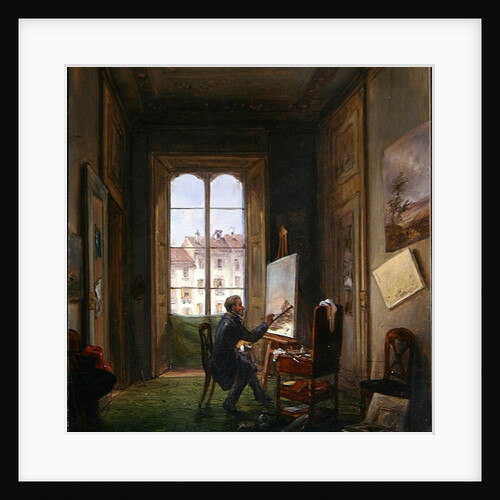 The painter Giuseppe Canella at work on a canvas in his studio, c.1830 by Carlo Canella