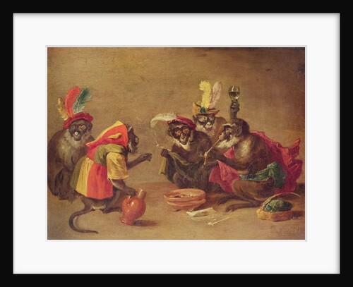 Monkeys smoking and drinking by David the Younger Teniers