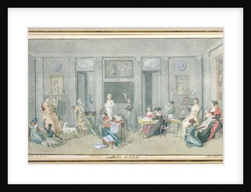 Family in a study room on the Ile de La Reunion, 1813 by Jean-Joseph Patu de Rosemont