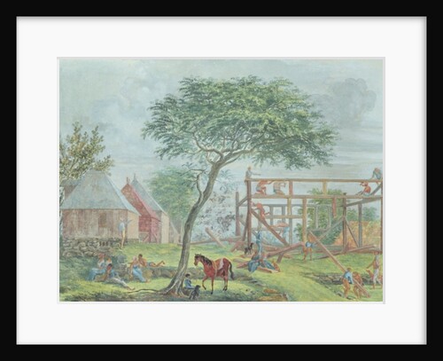 Building a house on the Ile de la Reunion, c.1810-15 by Jean-Joseph Patu de Rosemont