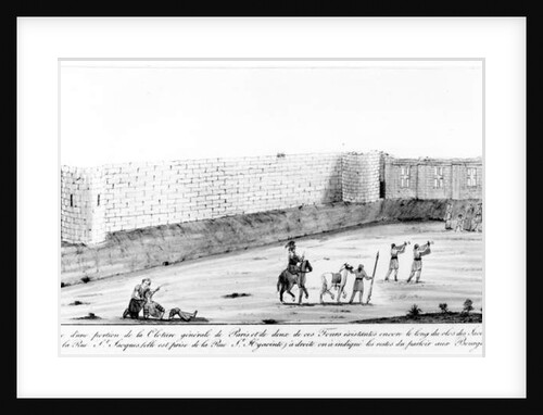 Section of the Paris right bank city wall constructed between 1190 and 1209 on the orders of Philippe II Auguste, late 18th century by French School