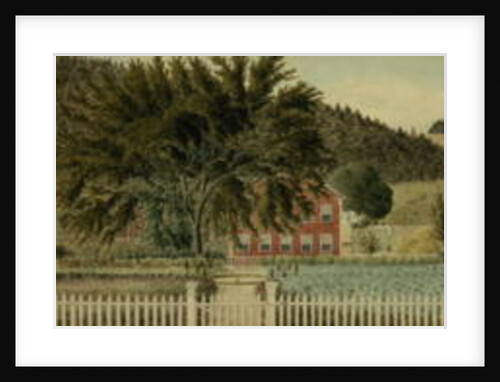 View of a Red House with a Picket Fence, 1854 by American School
