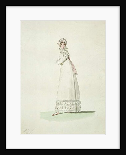 Elegant woman in an outdoor dress by Antoine Charles Horace Vernet
