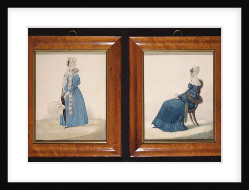 Two portraits of a Seated and a Standing Lady in Blue Dresses, c.1830 by Richard Dighton