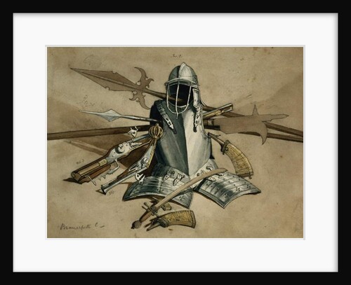 Study of Armour and Weapons at Brancepeth Castle, Durham by William Andrews Nesfield