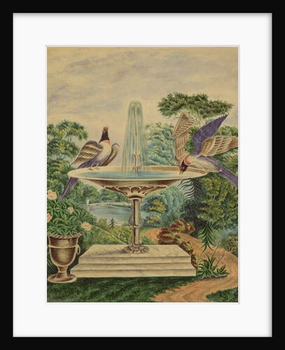 Birds in a Fountain in a Landscape Park, c.1840 by English School