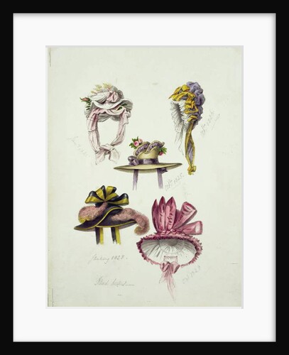 Designs for Regency Hats, 1828 by English School