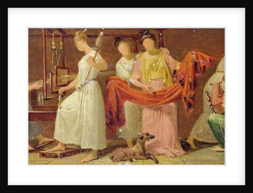 Six Women Weaving in an Interior by Alexandre-Evariste (attr. to) Fragonard