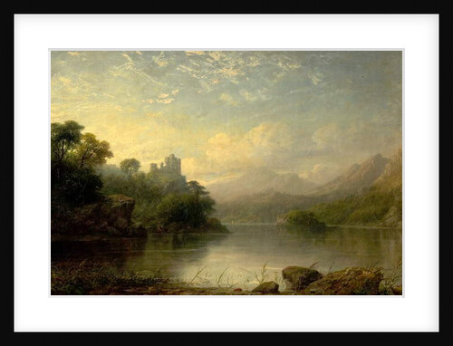 Lake Scene with Ruined Castle and Mountains, 19th century by George F. Buchanan