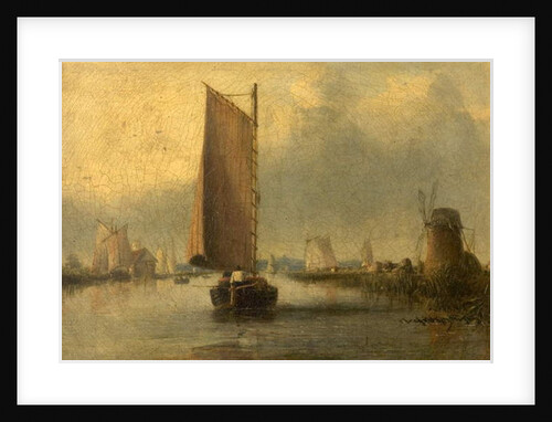 River Scene with Shipping by English School
