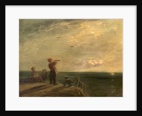 Seascape with Figures and Dog, Sunset by William Collins