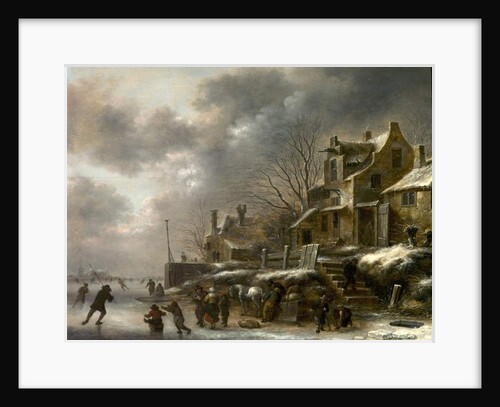 Winter Scene, River with Figures Skating, 1671 by Claes (1630-76) Molenaer