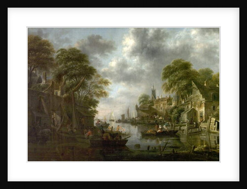 River Scene with Boats and Figures, 1665 by Claes Molenaer