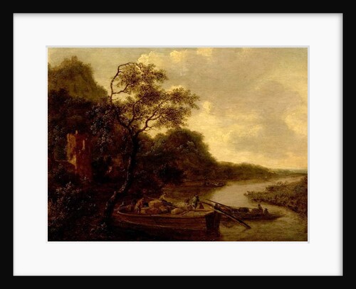 River Scene with Boat by Dutch School