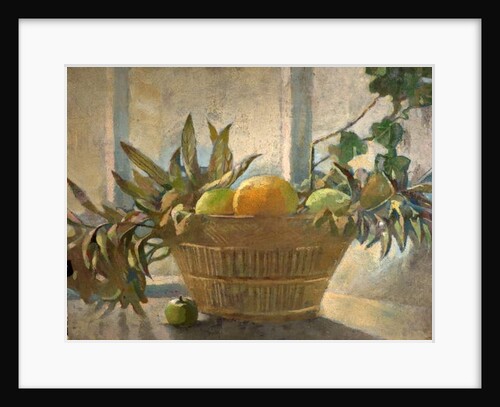 Fruit and Leaves in a Basket by George Sheringham