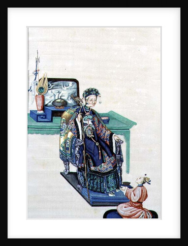 Old Woman Seated with a Kneeling Servant by School Chinese