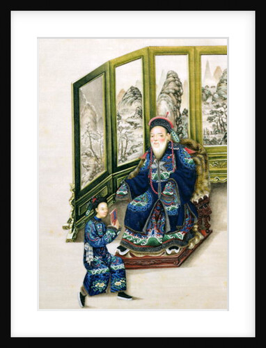 Old Man Seated with a Servant Reading by School Chinese