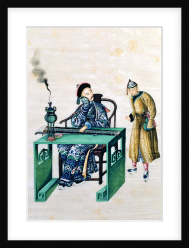 Man with a Long Zither at a Table, with a Servant by School Chinese