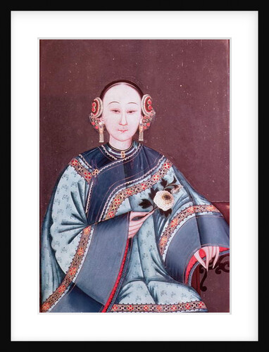 Chinese woman in traditional costume holding a single flower by School Chinese